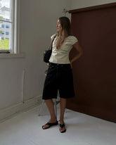 LIZAKOSHT  -  Denim Solid Casual Shorts Women Wide Leg High Wwaist Buggy Straight Short Jeans Female 2025 Summer Street Pocket Zipper Pants